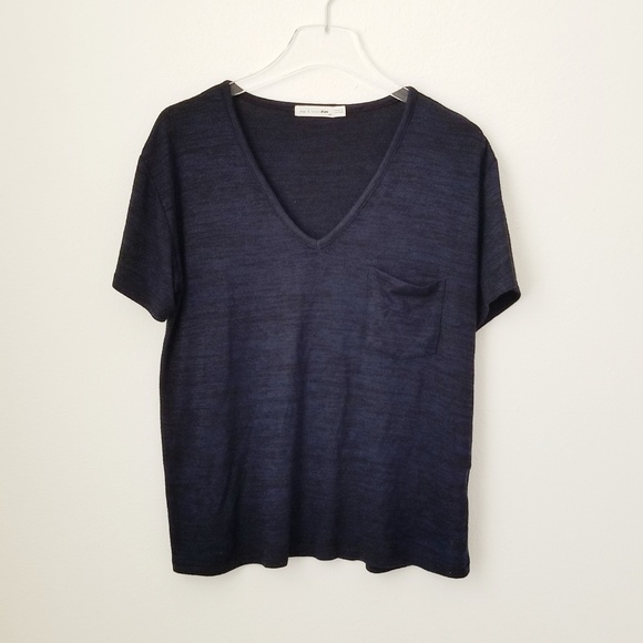 Rag & Bone/ Jeans V Neck Navy Blue Pocket T Shirt - Picture 3 of 6